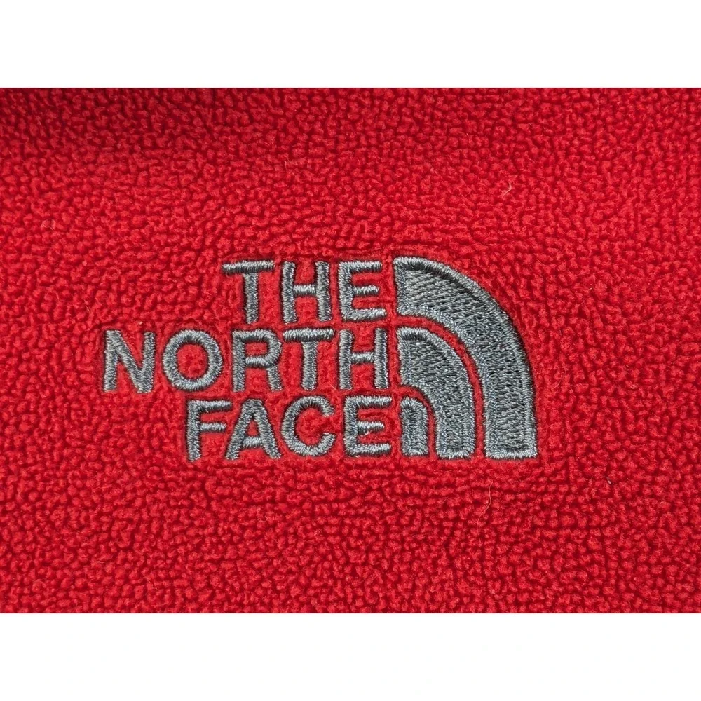 The North Face Mens Full Zip Fleece Jacket Red Gray Large TKA 100 Hiking Coat